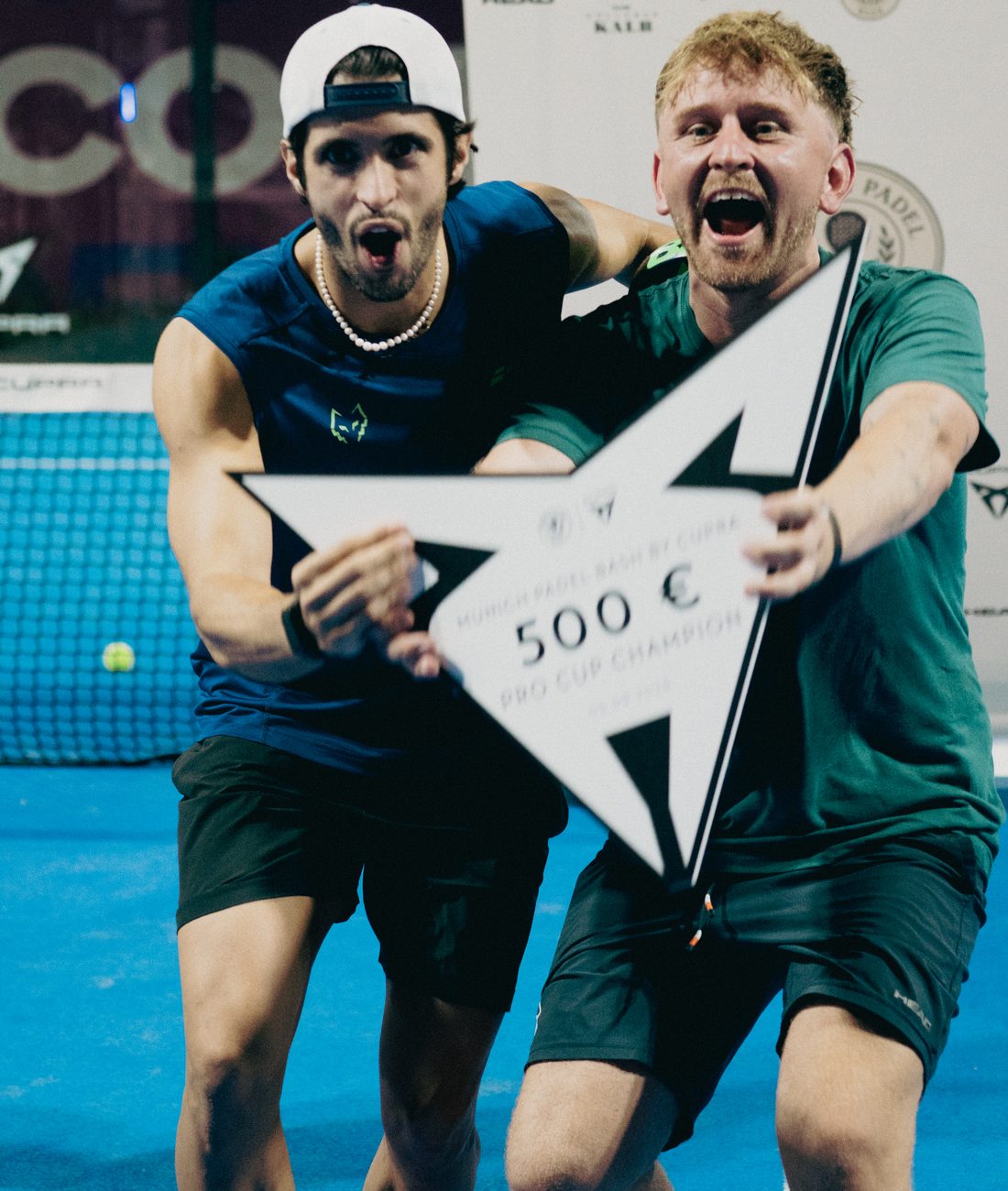 Pro Cup champions celebrating on court at Munich Padel Bash
